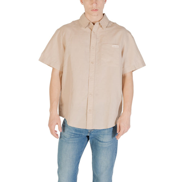 Camicia Beige Lino Cotone Uomo