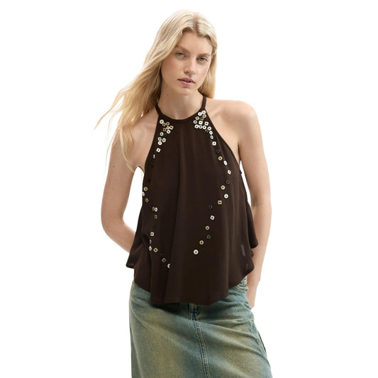2458908 Desigual Top Marrone Donna