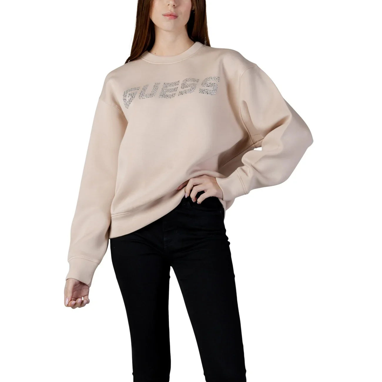 2448761 Guess Active Felpa Rosa Stampa Donna