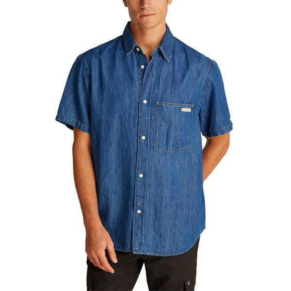 Camicia Azzurra Misto Lino Uomo