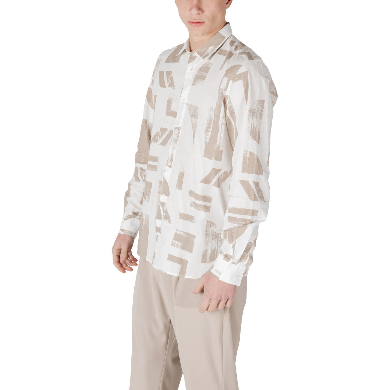 2410424 Antony Morato Camicia Beige Colorata Cotone Viscosa Cappuccio Uomo