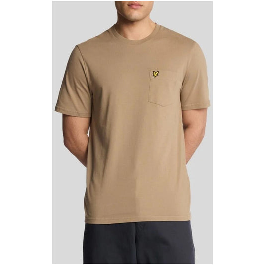 2419619 Lyle & Scott T-Shirt Marrone Stampa Tasca Uomo