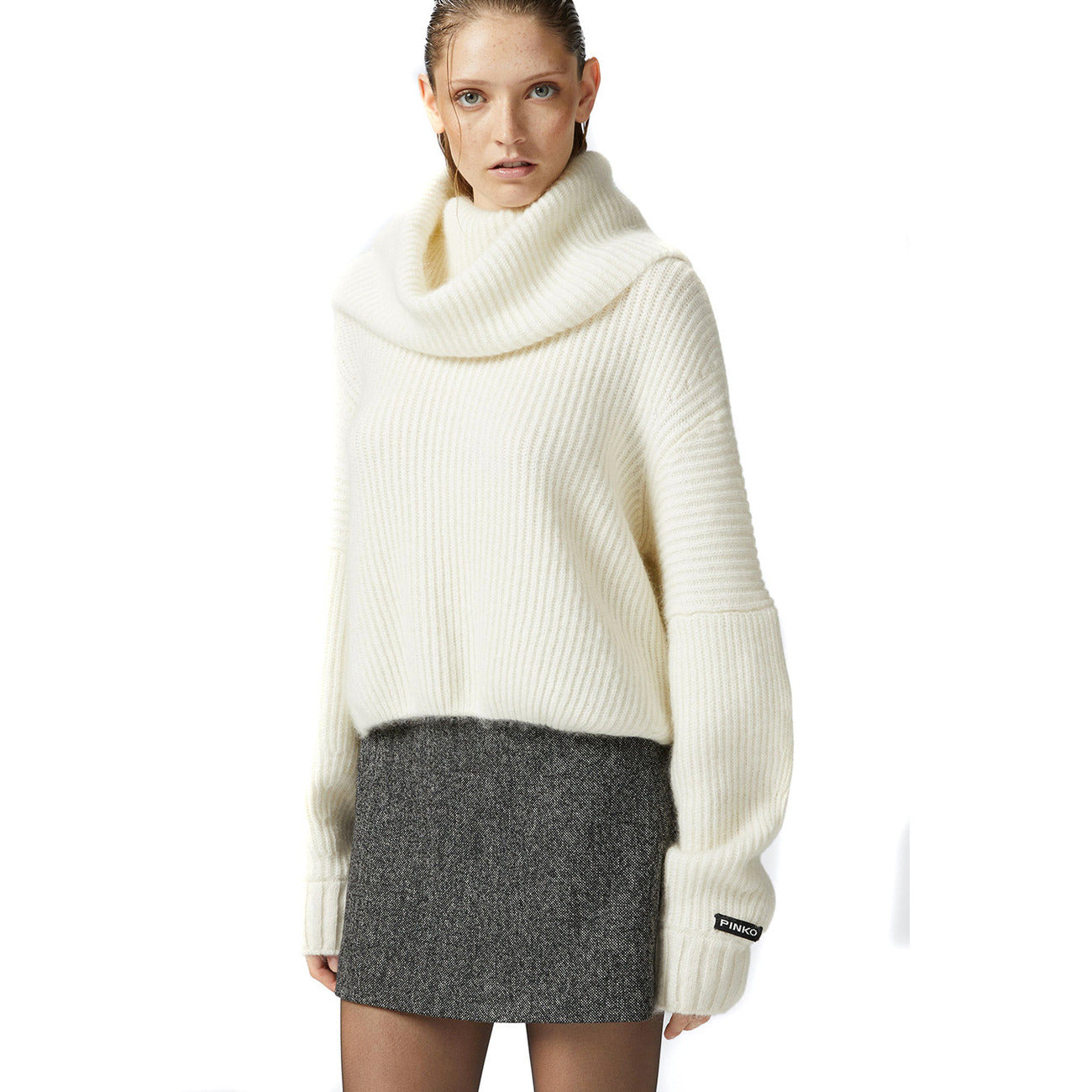 2424730 Pinko Maglia Bianca Donna Acetato 46% Mohair 28%