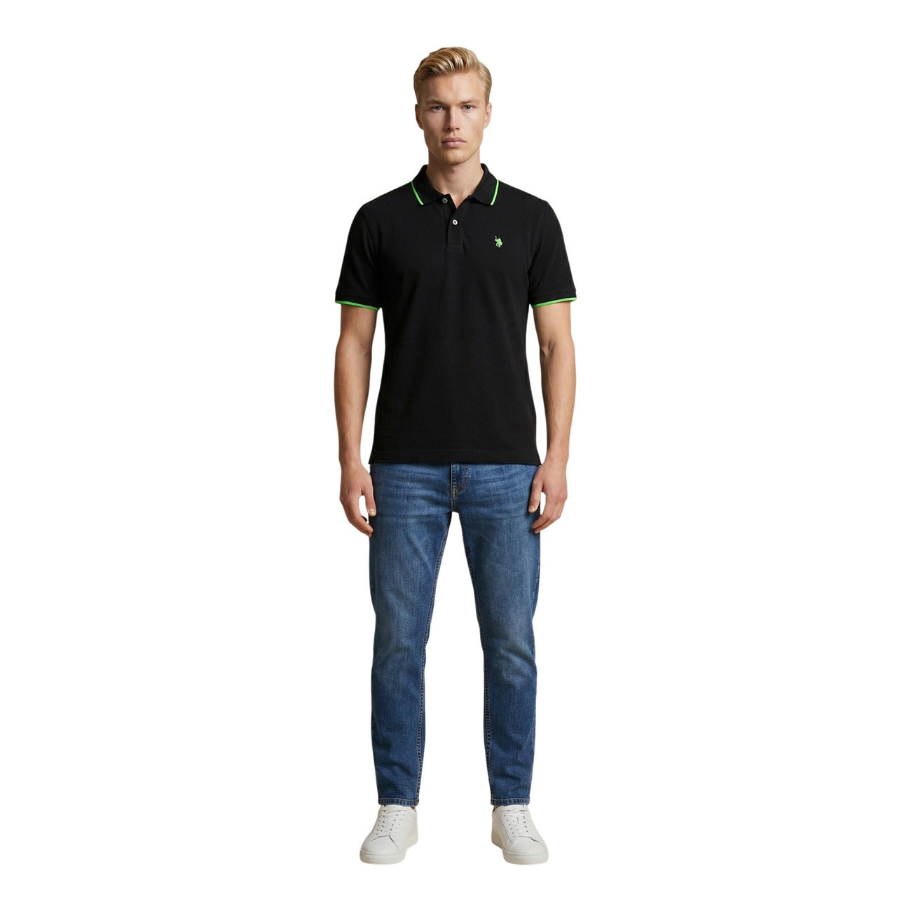 2460789 U.S. Polo Assn. Polo Nera Cotone Colletto Polo Maniche Corte Uomo