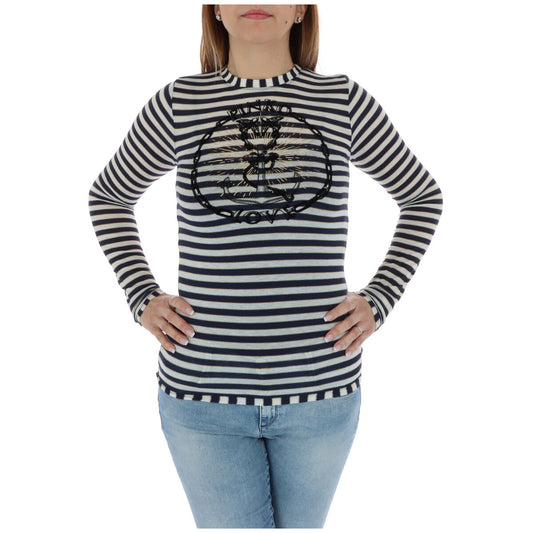 344270 Pinko Maglia Blu Viscosa Cashmere Righe Donna