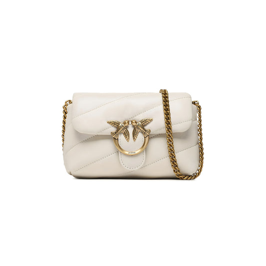 2206155 Pinko Borsa Tracolla Bianca Pelle Bottone Gancio Donna