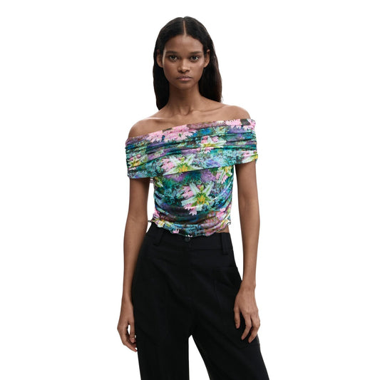 2453170 Desigual Top Azzurro Floreale Donna