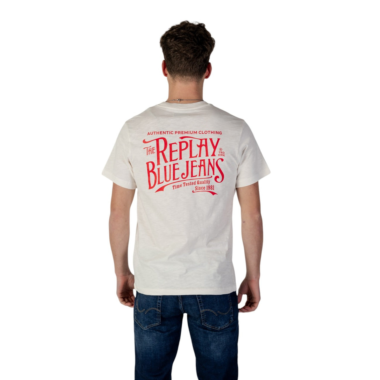 2401793 Replay T-Shirt Beige Stampa Uomo