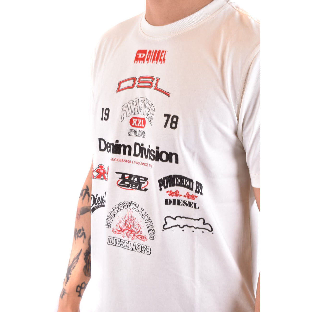 2424721 Diesel T-Shirt Bianca Stampa Uomo