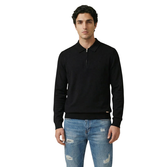 2455905 Gianni Lupo Maglia Nera Viscosa Cerniera Uomo