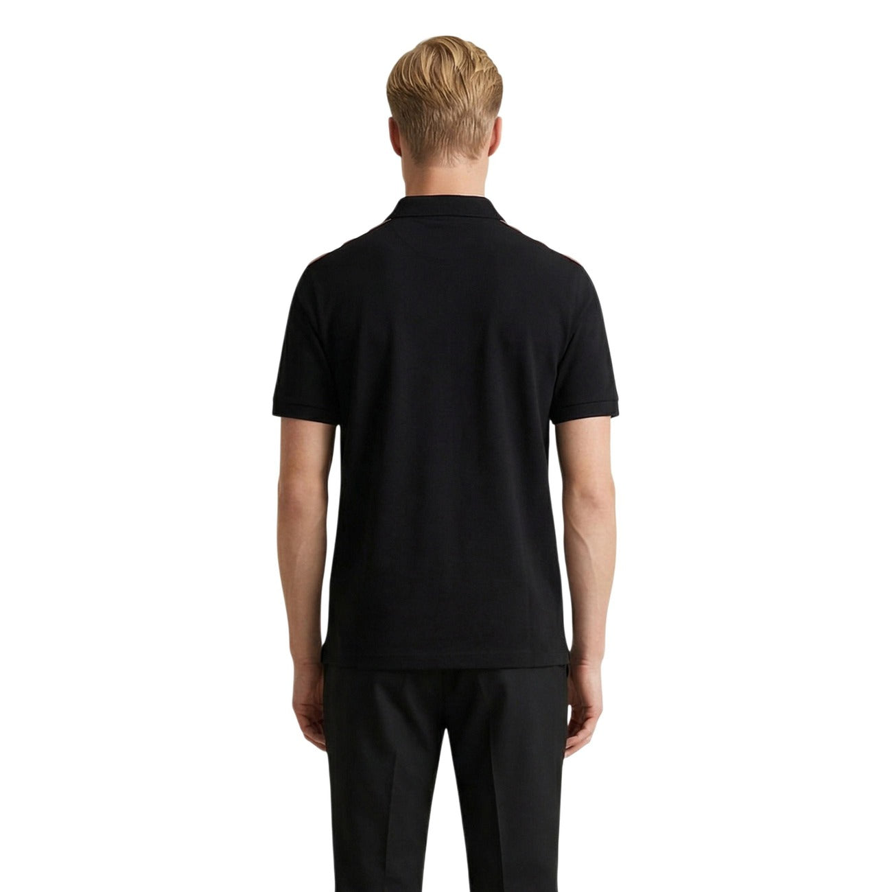 2461053 Gianni Lupo Cardigan Nero Righe Maniche Corte Uomo