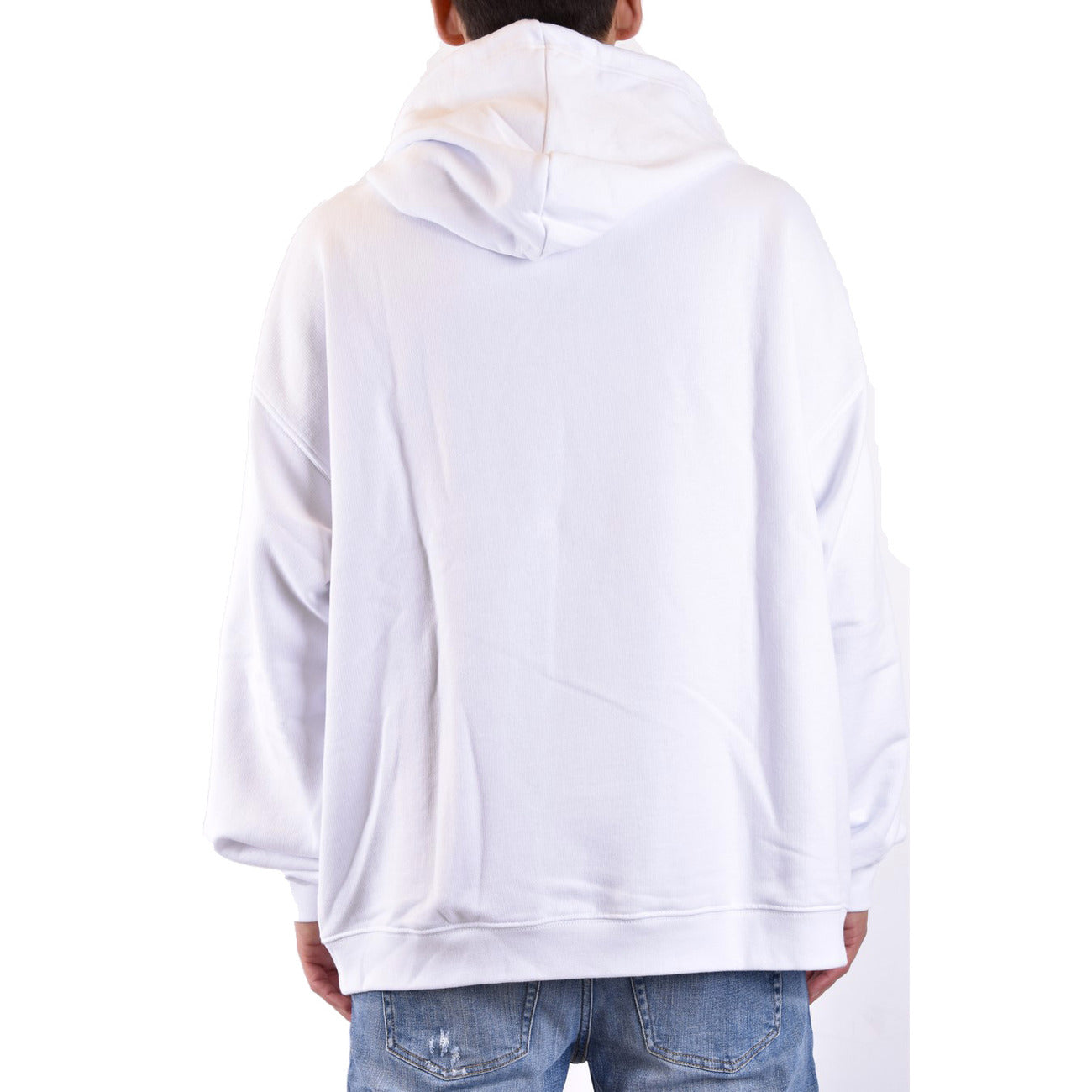 2424458 Dsquared2 Felpa Bianca Stampa Cappuccio Uomo