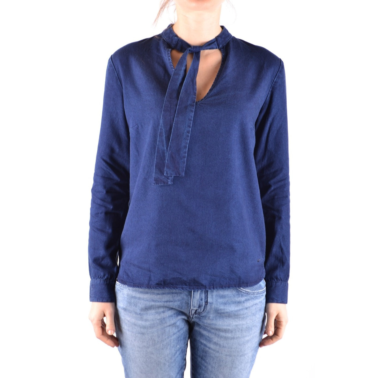 2437708 Jacob Cohen Blusa Blu Lyocell Lacci Made Italy Donna