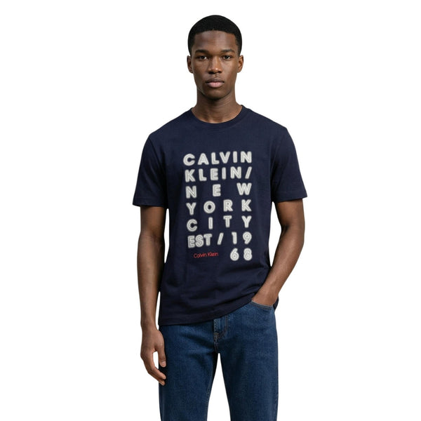 T-Shirt Blu con Stampa Uomo