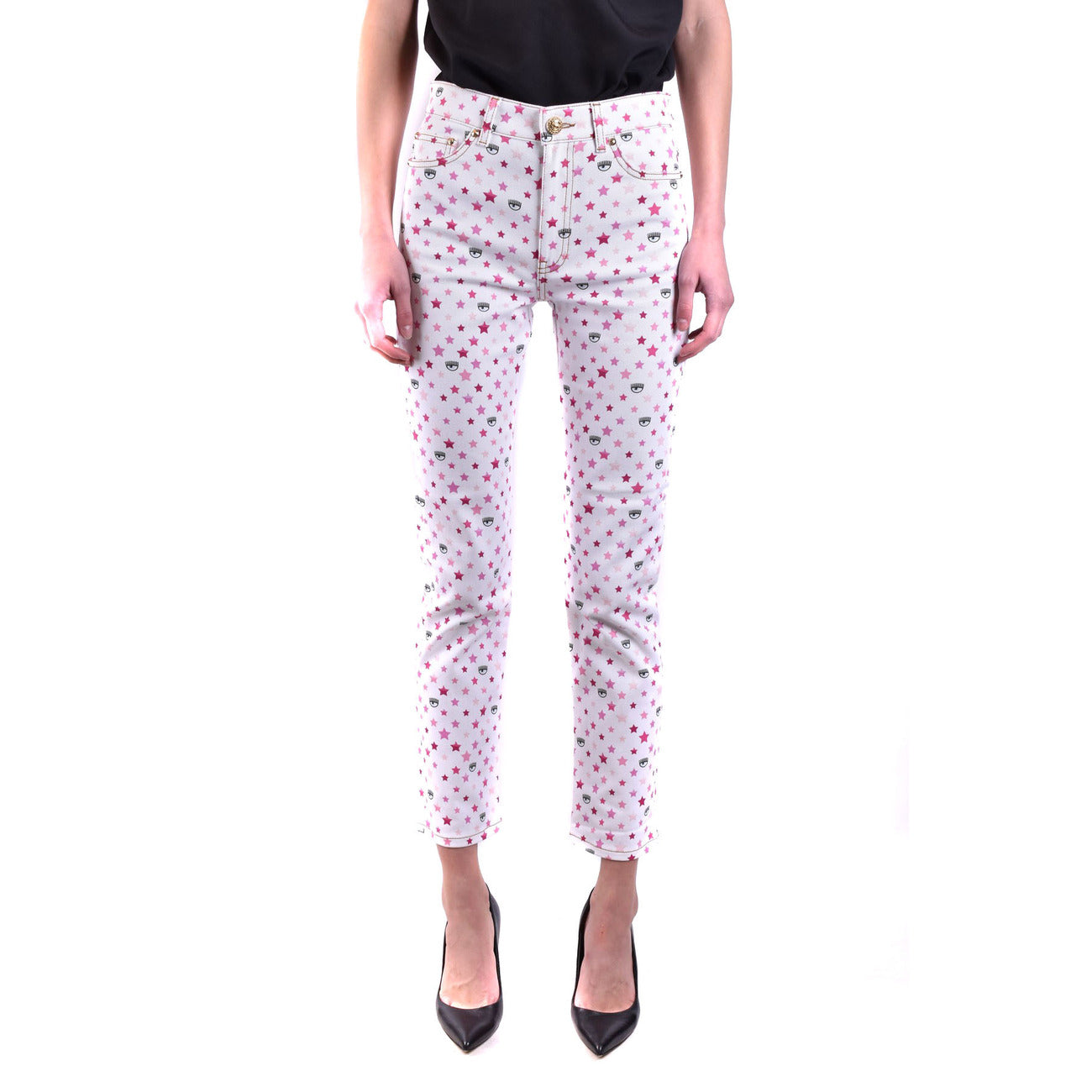 488563 Chiara Ferragni Jeans Bianchi Colorati Donna