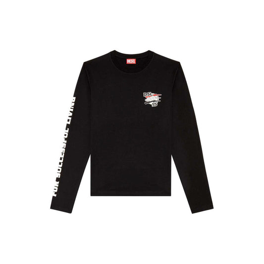 2424363 Diesel Felpa Nera Stampa Uomo