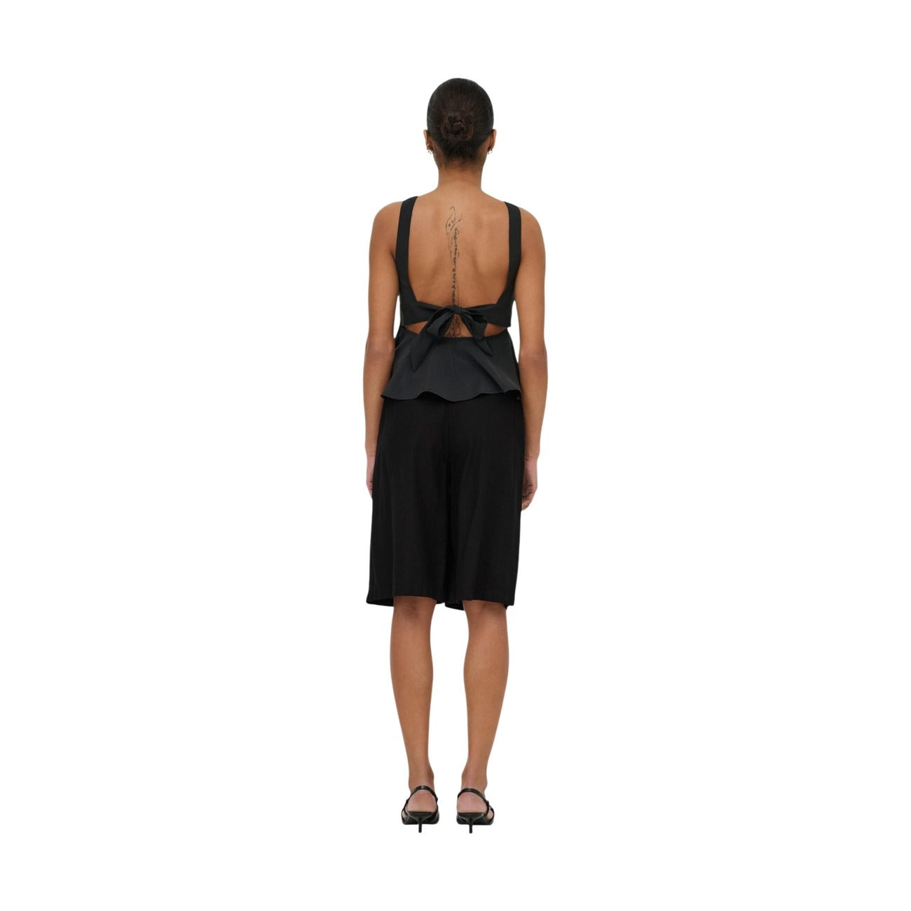 515136 Only Shorts Neri Lino Viscosa Donna