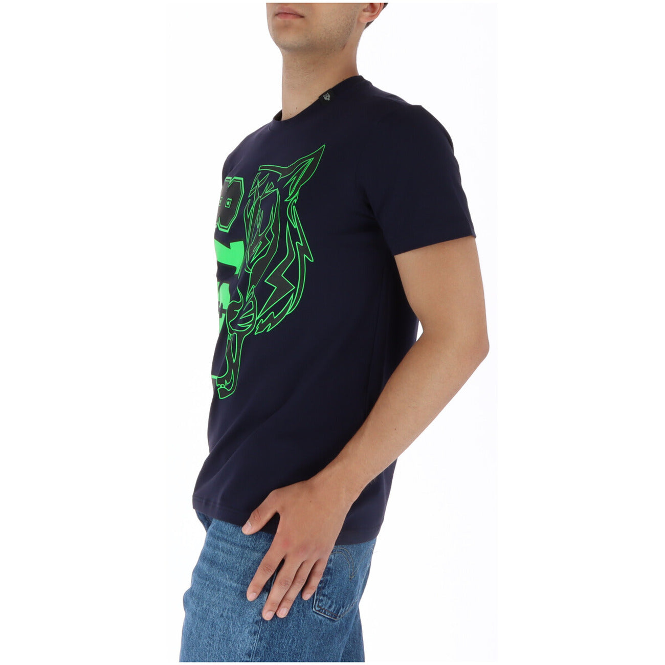 443696 Plein Sport T-Shirt Blu Stampa Uomo