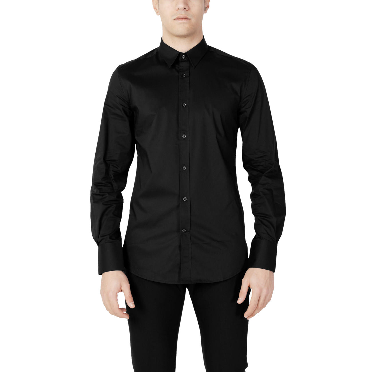412635 Antony Morato Camicia Nera Slim Uomo