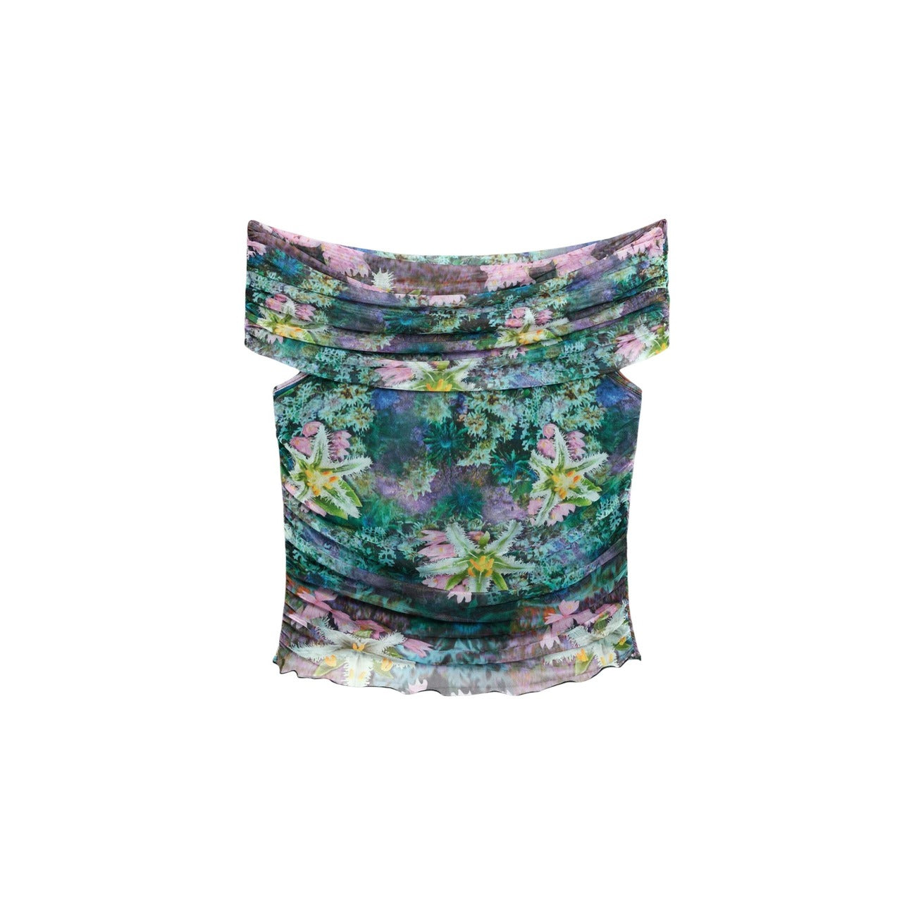 2453170 Desigual Top Azzurro Floreale Donna