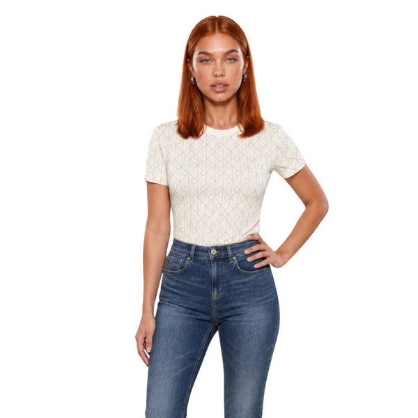 All-Over Emblem Logo Slim Tee K20K206380 T-Shirt Donna