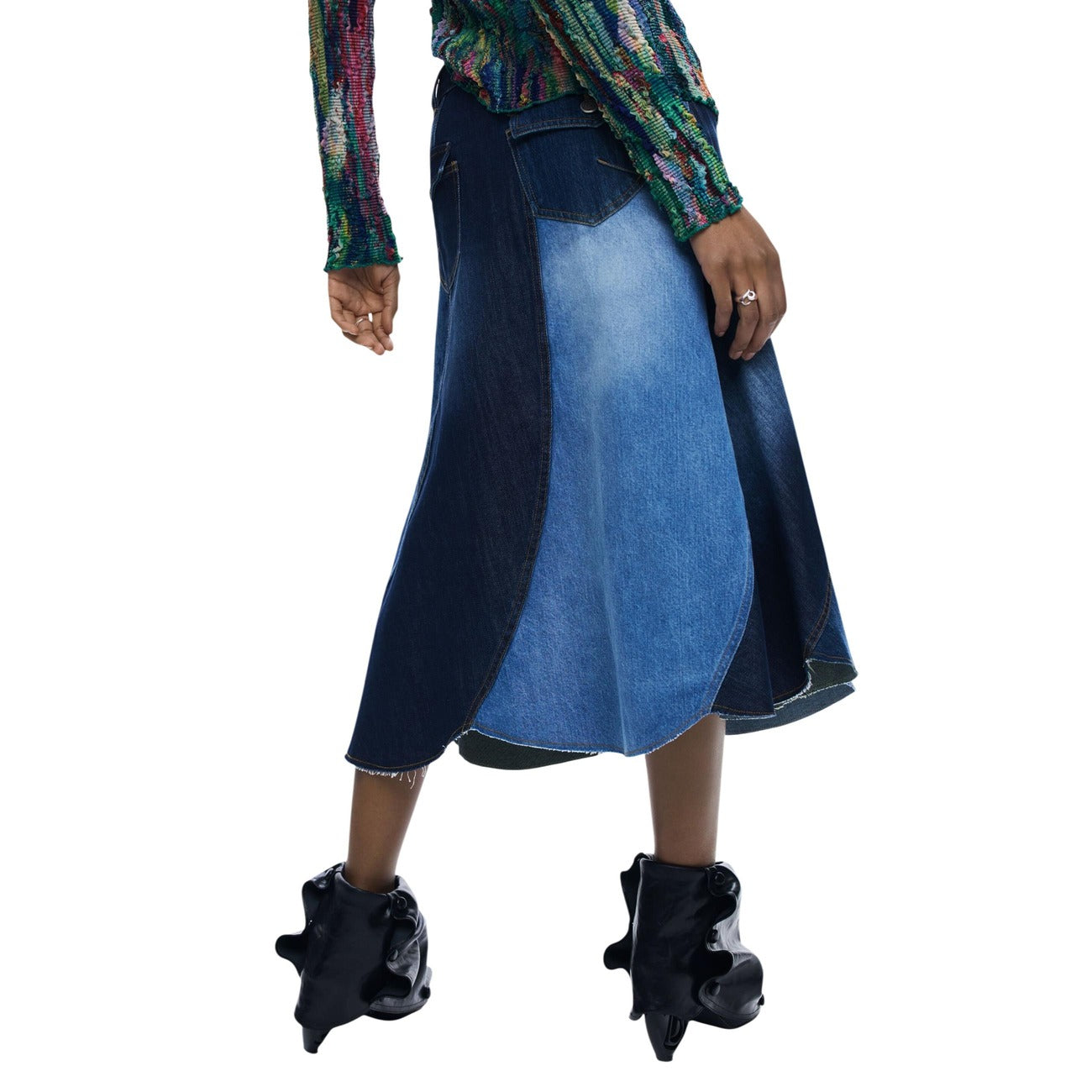 2451271 Desigual Gonna Blu Cotone Cerniera Donna