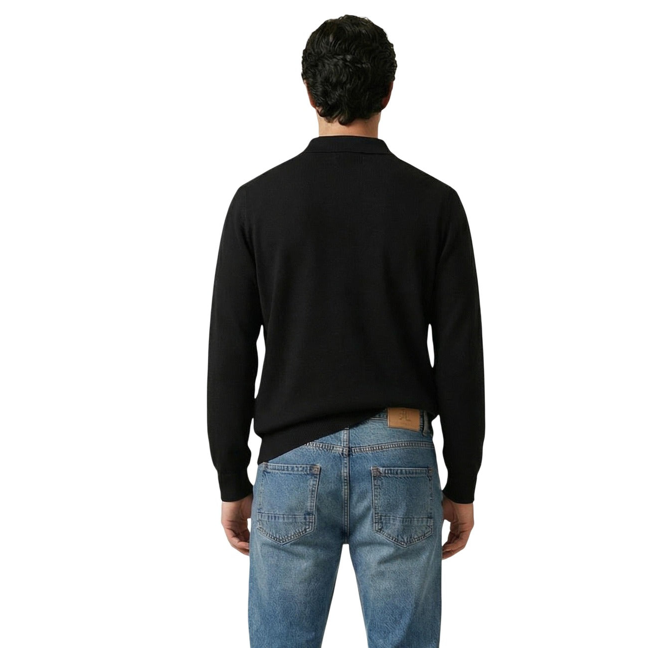 2455905 Gianni Lupo Maglia Nera Viscosa Cerniera Uomo