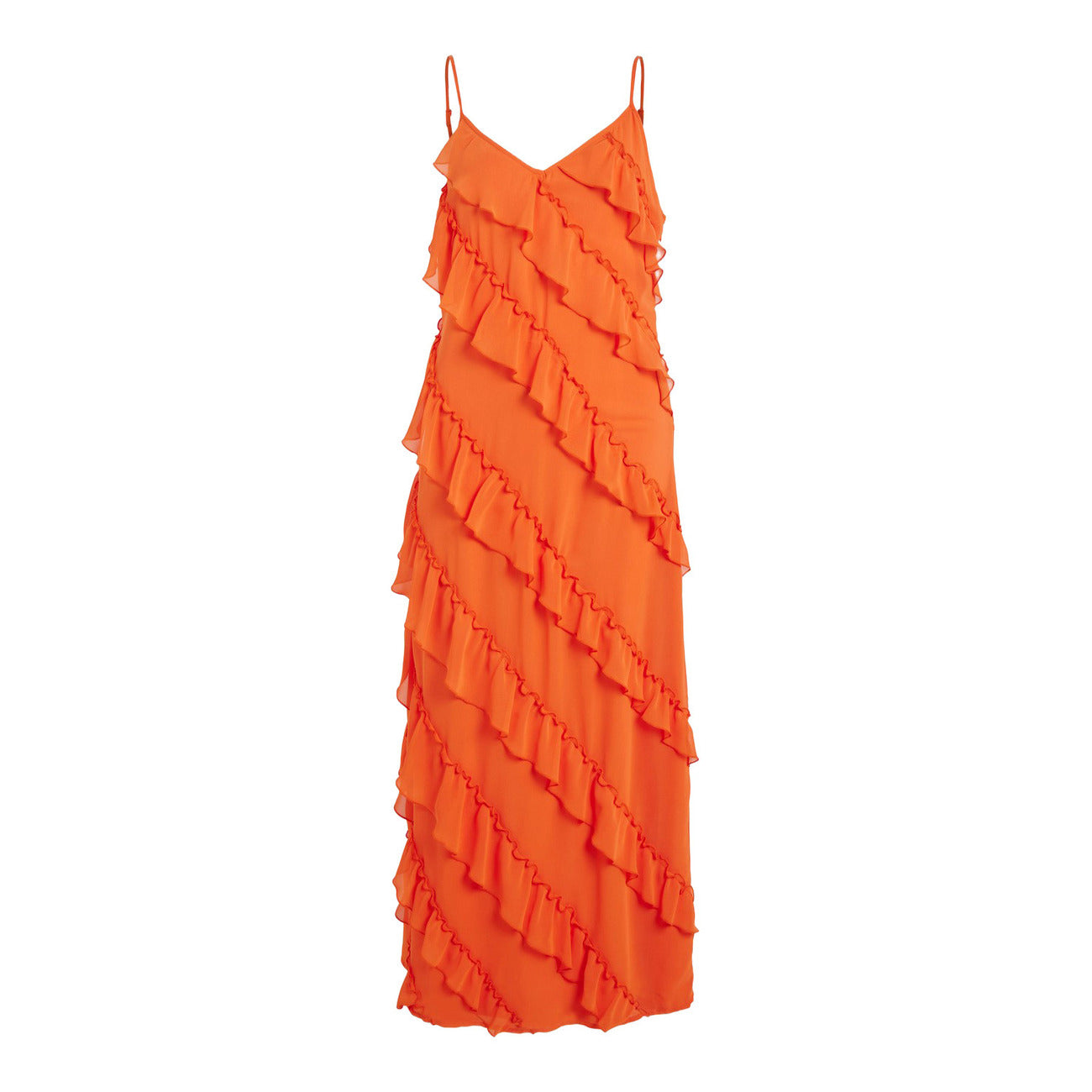 375815 Vila Clothes Abito Arancione Lungo Donna