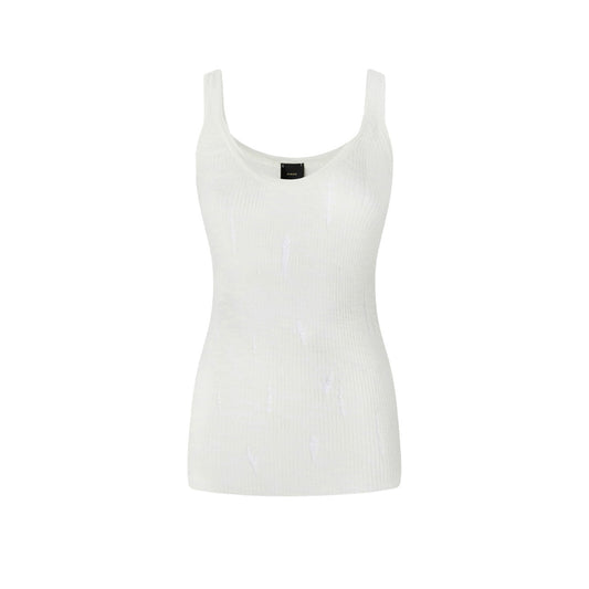 2443119 Pinko Canotta Bianca Cotone Spalline Donna