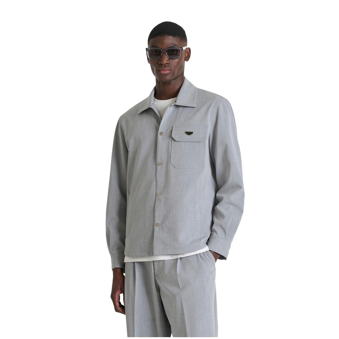 2452939 Antony Morato Camicia Grigia Misto Poliestere Uomo